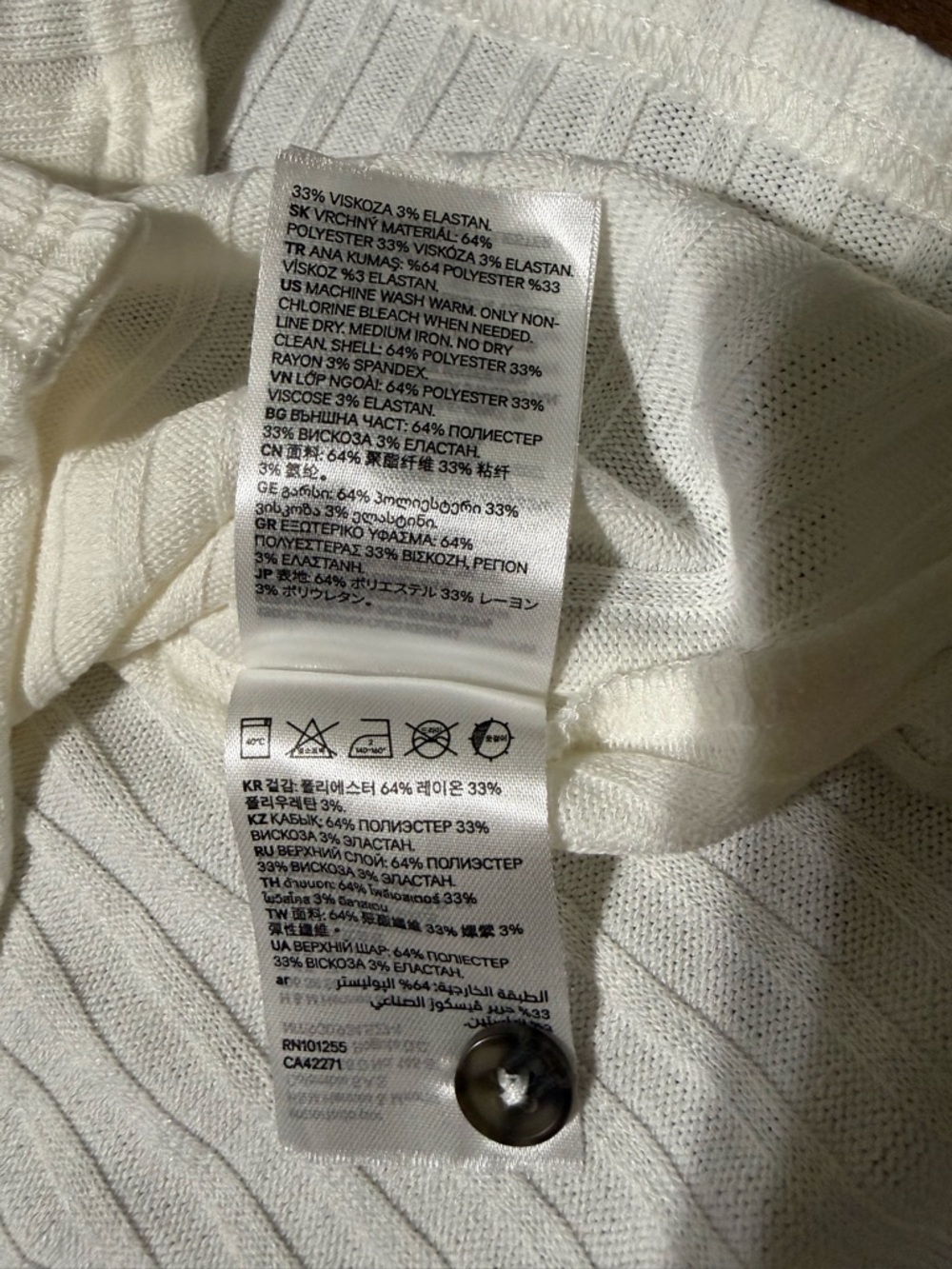 H&M Cream Ribbed Button-Front Cami - Picture 4 of 5